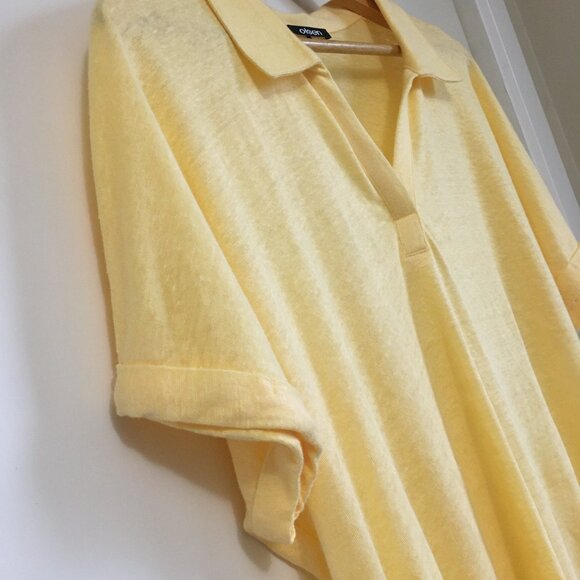 Olsen Cosima Media Sun-Yellow Relaxed Fit 100% Linen Tunic T-Shirt - Picture 4 of 12